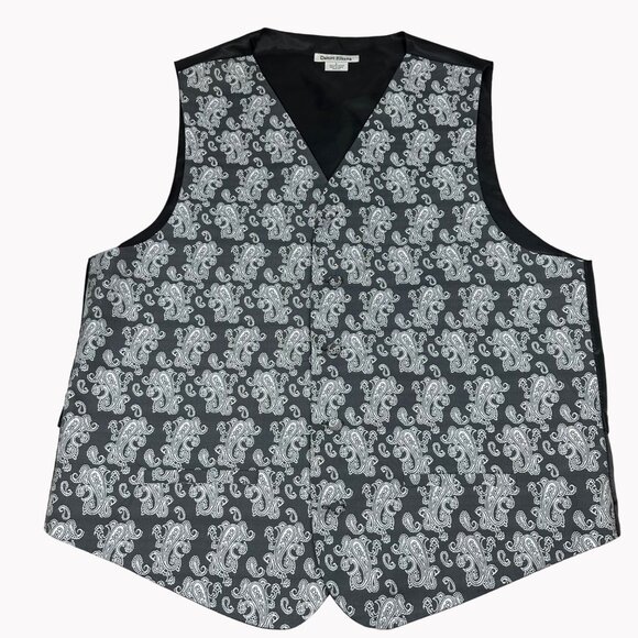 Daniel Ellissa Mens Large 46" Paisley Vest Black Gray White Formal Dress - Picture 1 of 5